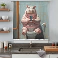 thumbnail image 5 of Bathroom Hippo Sheer Curtains 45 Inches Long, Toilet Animals Vintage Light Filering Curtains, Breathable Simi Curtain Privacy Drapes for Kitchen Bathroom Lightweight Small Window Treatment, 5 of 9