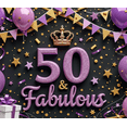 thumbnail image 3 of Golden Theme 50 & Fabulous Glitter Banner for Birthday Party Celebration Indoor Decoration, 3 of 7