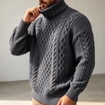 thumbnail image 5 of Fanshiluo Men's Turtleneck Cable Knit Sweater, Long Sleeve Pullover Knit Top,Size XL,Big and Tall Men, 5 of 9