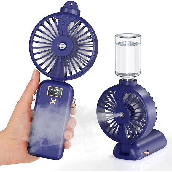 Fan with Water Mist Spray,Handheld Misting Fan with 5000mAh Battery, USB Rechargeable, 5 Adjustable Speeds,Perfect for Home and Travel.