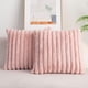 thumbnail image 5 of Funda de almohada de doble cara tipo lana con decoración de felpa, funda de almohada suave con rayas de felpa, 5 of 5