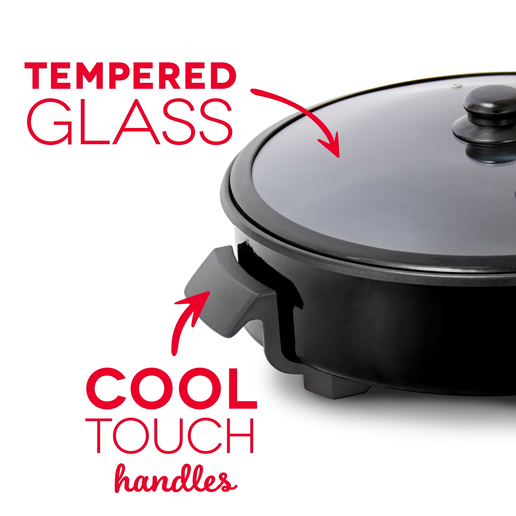 Dash Family Size Electric Skillet with 14 inch Nonstick Surface + Recipe Book for Pizza Burgers, Cookies, Fajitas, Breakfast & More, 20 Cup Capacity, 2.5 Inch Deep, 1400-Watt - Black