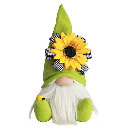 

EDFRWWS Sunflowers Plush Faceless Dwarf Tomte Doll Ornaments (Green)