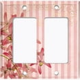 thumbnail image 6 of Metal Light Switch Plate Outlet Cover Tropical Pink Floral Striped Damask FLW065, 6 of 13