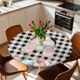 thumbnail image 3 of Easter Bunny Fitted Tablecloth with Elastic Edged, Round Table Cloth for Dining Table, Vintage Watercolor Eggs Flower Black Plaid Waterproof Oil Proof Table Cover for Indoor Outdoor 45"-54", 3 of 8