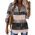 thumbnail image 1 of Daeful Chemises Col Revers T-shirt Manches 3/4 Tops Femmes Rétro Bouton de Mode Blouse Kaki M, 1 of 7