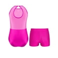 thumbnail image 2 of Miutii Kids Girls Gymnastics Leotard Outfit Sparkly Rhinestones Dance Unitard and Shorts Set Ballet Hot Pink 12, 2 of 9