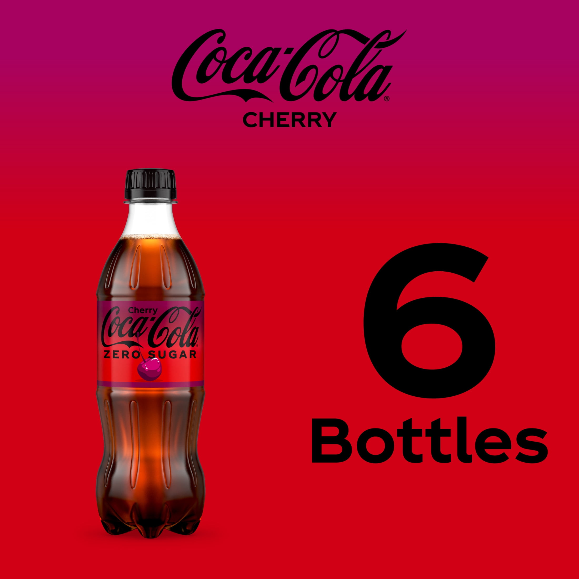 Coca-Cola Zero Sugar Cherry Soda Pop Bottles, 16.9 fl oz, 6 Pack