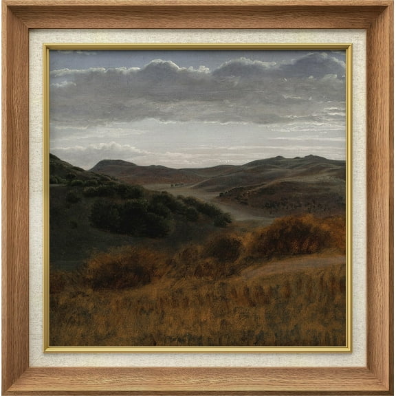 IDEA4WALL Premium Frame Wall Art Country Mountain Range Filed Landscape Vintage Print Nature Wilderness Illustrations Fine Art Retro Historic Wall Decor for Living Room, Office - 26"x26" Natural