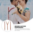 thumbnail image 6 of OUNONA Brown Adjustable PU Clip-On Suspenders for Men and Women, Stylish Dress Suspenders for Formal and Casual Outfits, 6 of 6