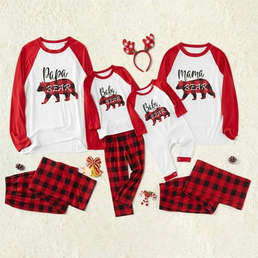 PatPat Merry Christmas Letter Antler Print Plaid Splice Matching ...