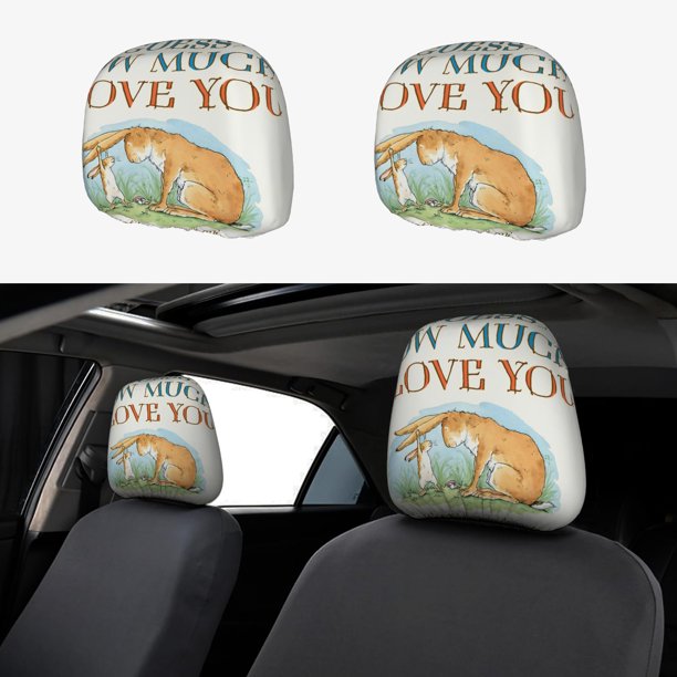 Adivina Cuánto Te Quiero Funda Protectora Universal para Reposacabezas de Coche, Funda Elástica para Reposacabezas de Asiento de Auto, Funda de Tela Antipolvo, Accesorios de Interior 2 Piezas