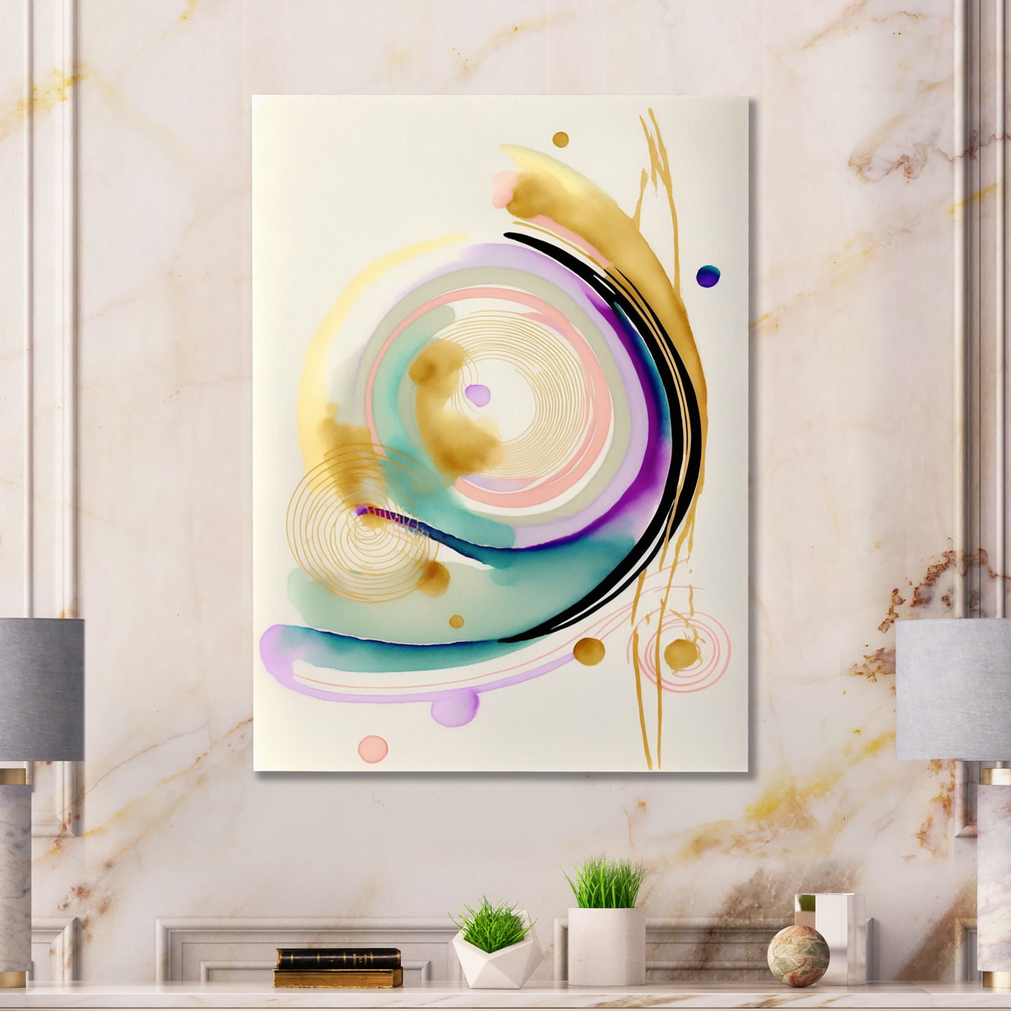 Designart Modern Purple Hint Spiral Canvas Wall Art