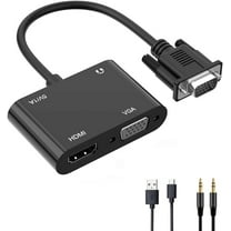 VGA to HDMI Adapter with 3.5mm Audio Port & USB Power, Gold-Plated Video Converter for Dual Monitor, PC, Laptop, Projector, HDTV, Supports 1080P Resolution, Plug and Play