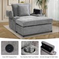 thumbnail image 3 of Aukfa 39" Oversized Chaise with 2 Cupholders&USB Ports, Chenille Cloud Couch Chair Bed, Gray, 3 of 10