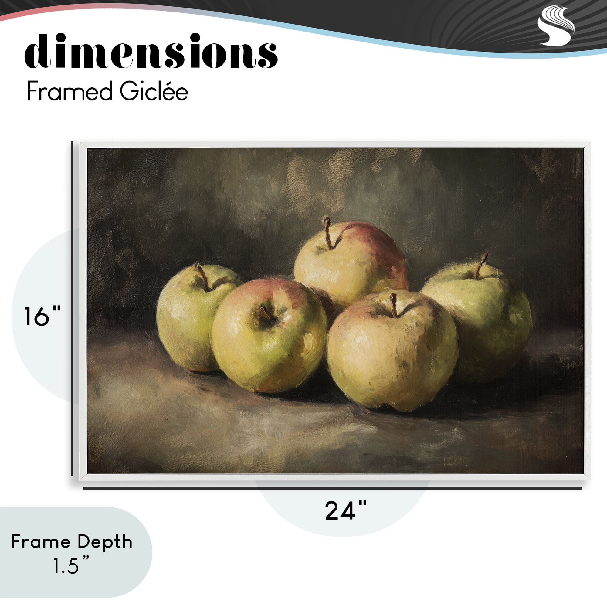 Stupell Industries Apples in Soft Shadow White Framed Giclee Art, design by Petal Prints Design