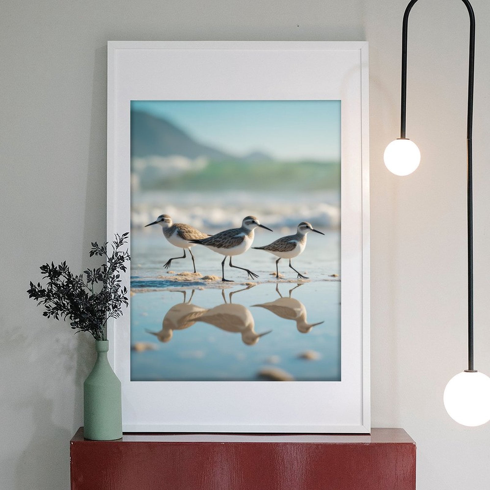 Diamond Art Kit for Adults, Shore Birds Reflection Beach Scene Diamond Painting for Adults Beginners, 5D DIY Diamond Art Painting Kits, Colorful Diamond Painting Craft for Home Decor 12x16