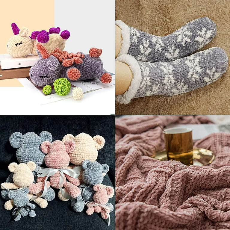 4 Skeins BATELO Crochet Yarn,Blanket Yarn,Knitting Yarn,Chenille Yarn,Baby  Yarn for Crocheting Soft Fluffy Bed Sofa Home Decor DIY (Black)