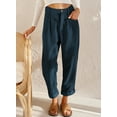 thumbnail image 2 of Asyoly Corduroy Pants for Women Solid Casual High Waisted Straight Leg Pants Loose Comfy Trousers with Pockets, 2 of 4