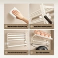 thumbnail image 6 of Metal Wall Mounted Towel Rack, No Drill Required Bathroom Towel Holder, Foldable Double Rod Shelf for Bathroom, Rust Resistant Bathroom Organizer, Space Saving Storage Solution for Home, 6 of 6