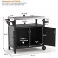 thumbnail image 2 of Portable Outdoor Grill Cart with Storage, Waterproof HDPE BBQ Prep Table for Patio & Backyard, 304 Stainless Steel Top, All-Weather Use, Camping Cart with Wheels, 42.12" L x 20.71" W, Black, 2 of 9