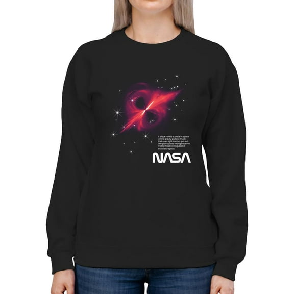 NASA Nasa Black Hole Explanation Sweatshirt Women -NASA Designs, Female x-Large