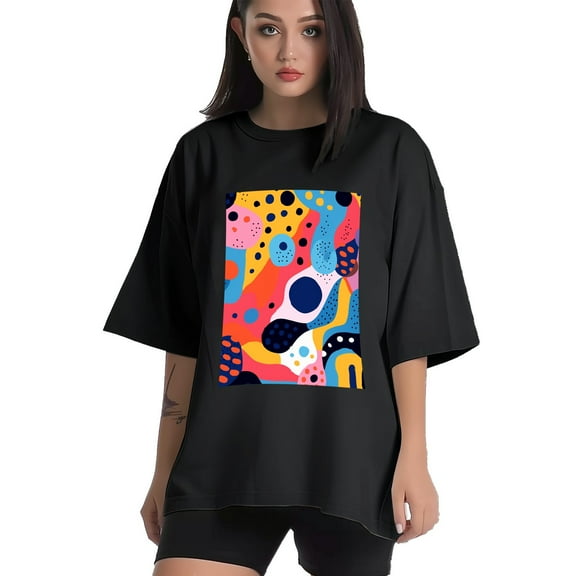 Plus Size Shirt for Women Black Tops for Women Short Sleeves Shirt for Women Modernity T Shirt Crewneck Shirt for Women XS