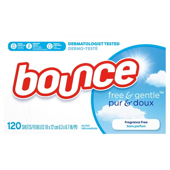 Bounce Free & Gentle Dryer Sheets, Unscented 120CT