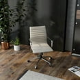thumbnail image 5 of CAROCC Mid Back Home Office Desk Chair Task Chair with Armrest Swivel Chair in Durable Vegan Leather Ergonomic Desk Chair for Extra Back & Lumbar Support Conference Room Chair, 5 of 8