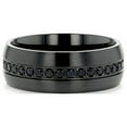 thumbnail image 3 of Talon Titanium Wedding Ring Men Black Sapphires Center Band, 3 of 8