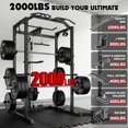 thumbnail image 4 of MITONOS Power Cage, 2000LBS Squat Rack with LAT Pulldown,Power Rack Strength Training Machine, Weight Lifting Equipment with More Attachments,Weight Bench,Olympic Barbell Weight Set for Home Gym,BK, 4 of 9