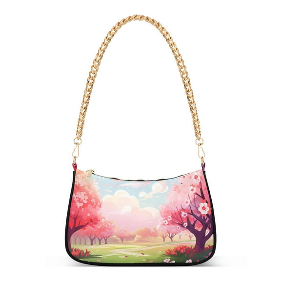 Pink TreesWomen Small Shoulder Bag Crossbody Tote Hobo Bags Purse Clutch Handbags with Chain Strap for Women