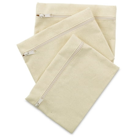 UPC: 0842672049242 | Natural Cotton Zipper Bags – Pkg of 3