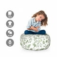 thumbnail image 2 of Botany Storage Toy Bag Chair, Nature Concept with Various Leaves, Stuffed Animal Organizer Washable Bag, Small Size, Peacock Green White, by Ambesonne, 2 of 3