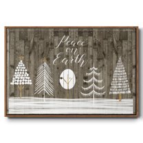 Wooded White Christmas Collection A - Framed Gallery Wrapped Holiday Canvas - 17 x 25 - Rosewood Frame