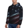 thumbnail image 3 of Uemuo American Flag Waving Print Pattern Men's Hoodie - Casual Pullover Hoodie with Kangaroo Pocket, Stylish Hooded Sweatshirt for Everyday Wear-XX-Large, 3 of 7