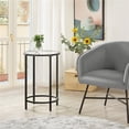 thumbnail image 2 of Yaheetech Round Glass Top Bedside Table End Table Accent Table with Metal Frame, Black, 2 of 8