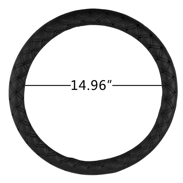 Auto Drive 1Piece Car Steering Wheel Cover Diamond Quilt Leather Black -  Universal Fit, AD061728M