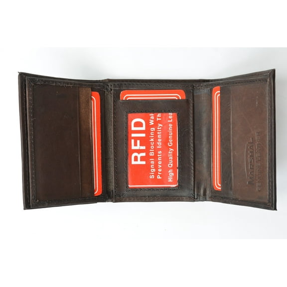 RFID Blocking Mens Trifold Leather Wallet RFID 1107 (C)
