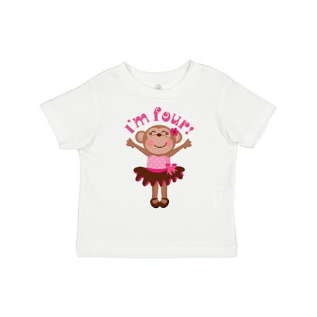 

Inktastic Monkey 4th Birthday 4 Year Old Girl Gift Toddler Toddler Girl T-Shirt