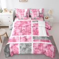 thumbnail image 1 of Erosebridal Pink Sqare Bedding Sets Twin Size,Geometric Buffalo Comforter Sets with Sheets,Ombre Rectangle Bed in a Bag Twin size,Breathable Abstract Bedroom Decorative,Reversible,7-Piece, 1 of 5