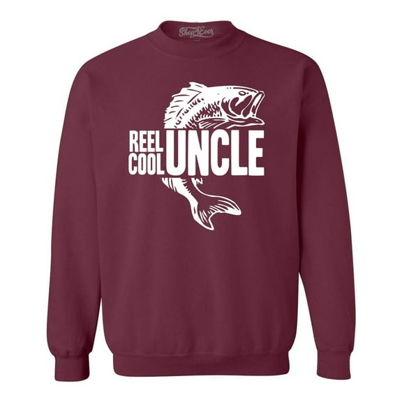 Shop4Ever Men's Reel Cool Uncle Crewneck Sweatshirt XX-Large Maroon
