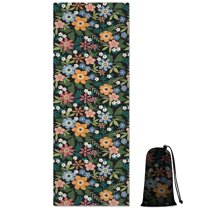 Pioneer Flower Floral Print Pattern Hot Yoga Mat Towel Non Slip for Hot Yoga - Quick-Drying Yoga Mat Cover with 4 Corner Pockets with Travel Bag - Hot Yoga Towel Non Slip 74"x26"