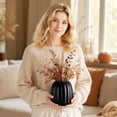 thumbnail image 6 of Halloween Pumpkin Shape Vase for Dry Flower Halloween Thanksgiving Decorations,6.7*5.5 Inch Flower Decorative Vase Fall Decorations - Modern Pot for Home Room Office Party Wedding(Black), 6 of 8
