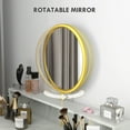 thumbnail image 3 of Modern Vanity & Dressing Table, White & Gold Faux Marble, Steel Frame, with Rotating Mirror & Open Storage, 3 of 10