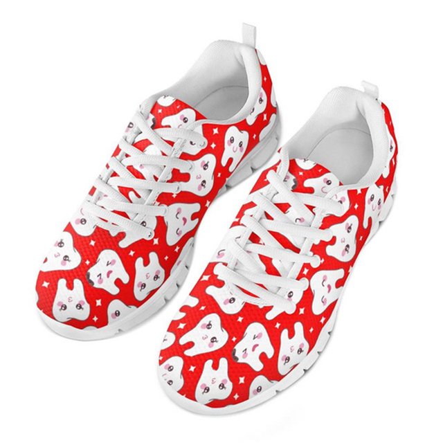 Zapatillas Doginthehole para mujer, calzado informal con dibujos de dentistas, zapatos para estudiantes, zapatos planos de malla de aire para caminar