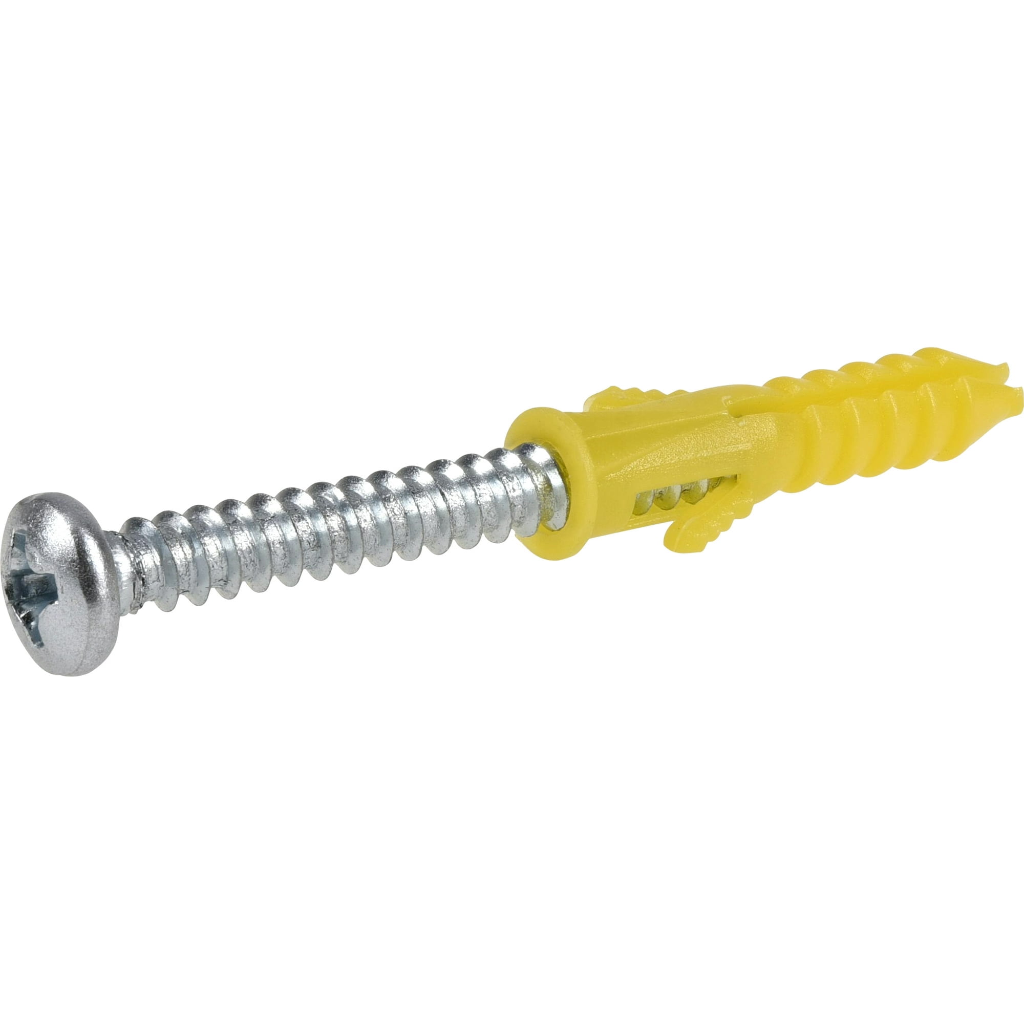(4 pack) Hillman Multi-Material Ribbed Anchor Screws, #4-6 x 7/8", Plastic and Steel, 10 lbs, Yellow, 6 sets
