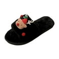 thumbnail image 3 of Christmas Women's House Slippers Casual Leisure Indoor Home Christmas Tree Decoration Winter Women's Trend Flat Soft Sandals Outdoor Slip-on Round Toe Shoes Black 6.5, 3 of 9