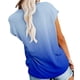thumbnail image 3 of Camiseta holgada de verano para mujer, de manga corta, color azul degradado, con bolsillo, cuello redondo, talla L, 3 of 5