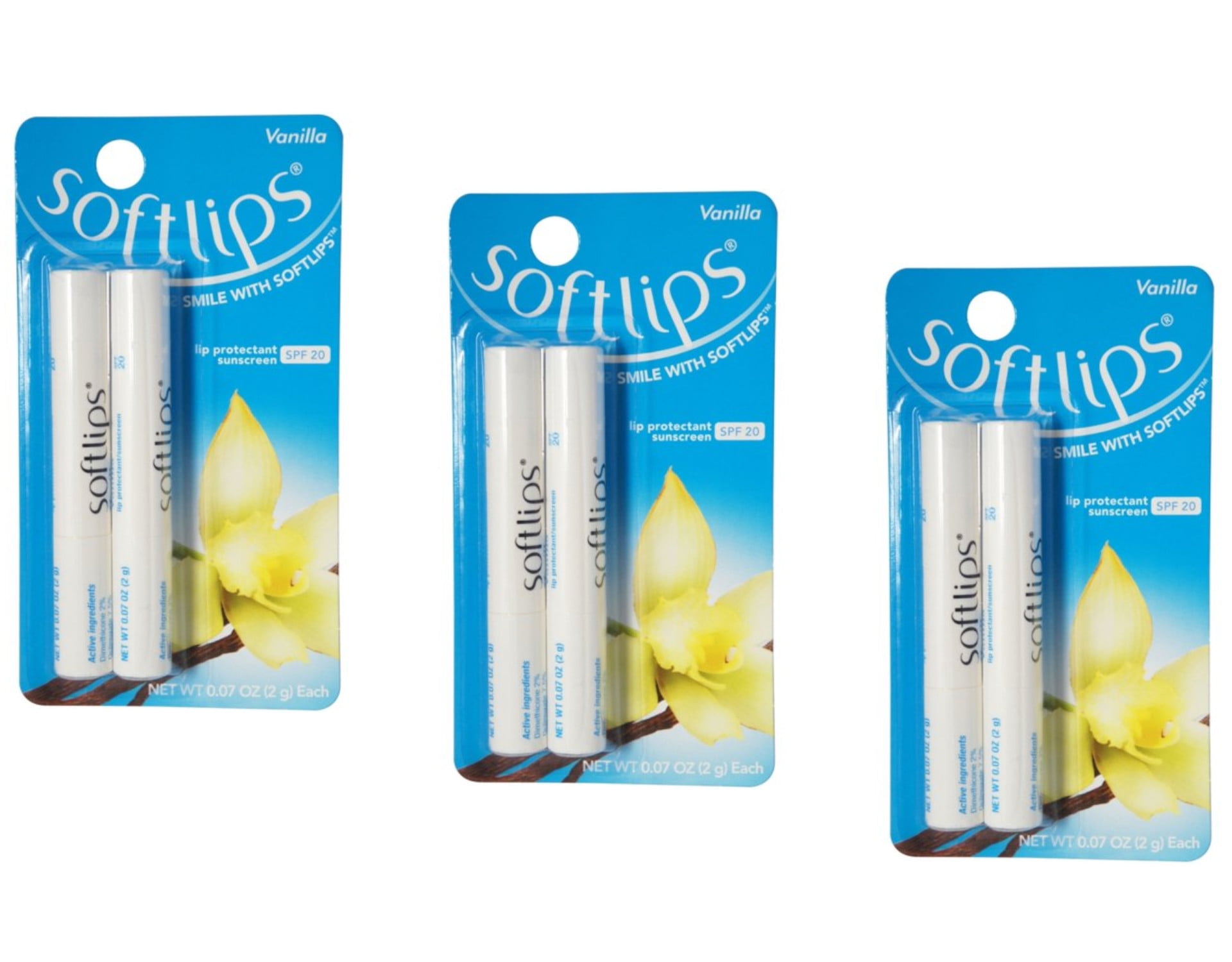softlips lip protectant spf 20, vanilla 2 ea (3 pack)